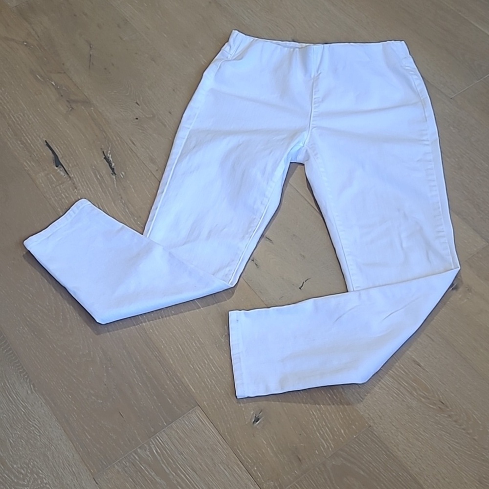 Soft Surroundings Pants Women's Small White Pull On Straight Leg Stretch Denim